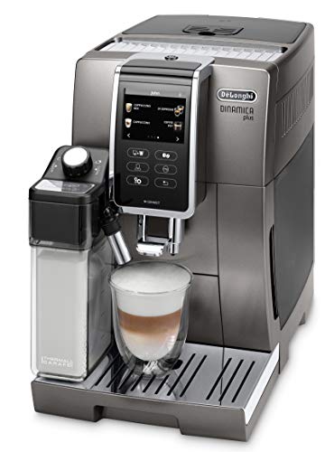 De'Longhi 370.95T Dinamica Plus ECAM 370.95.T Kaffeevollautomat mit LatteCrema Milchsystem, Cappuccino & Espresso, 3,5 Zoll TFT Touchscreen Farbdisplay und App-Steuerung, Kaffeekannen-Funktion, titan - 1