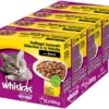 Whiskas 1 + Katzenfutter – Geflügel-Auswahl in Sauce – Schmackhaftes Feuchtfutter für eine gesunde Katze – 48 Portionsbeutel à 100g - 1