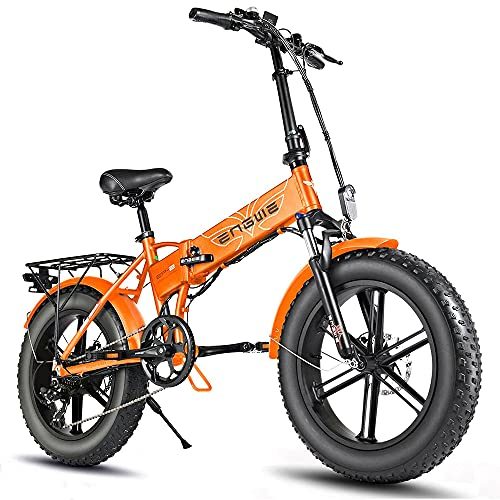 Fafrees E-Bike Mountainbike 20 Zoll 48V/12,8AH Faltbar Ebike 150kg Elektrische Fahrrad Schnee-Reifen, Elektrofahrrad Mountain Schneefeld Pedelec für Damen und Herren, 100kg Heckaufhängung- Orange - 1